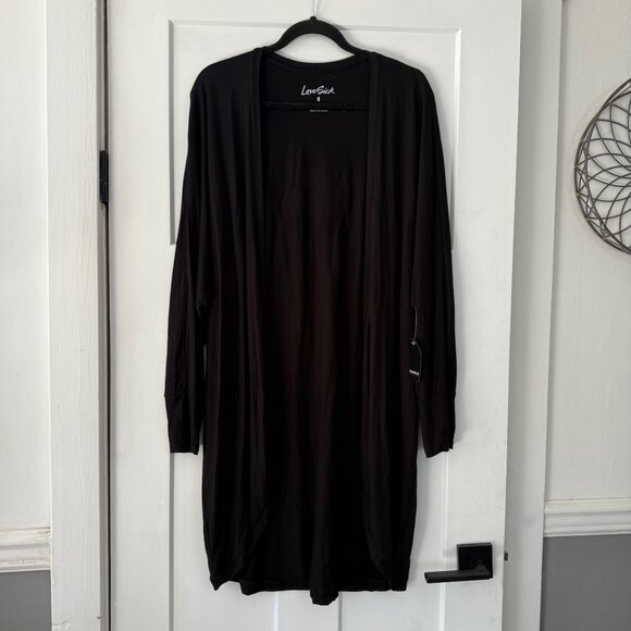 Torrid Black Long Open Cardigan With Skull Graphic Back Design Size 0 - Picture 3 of 4